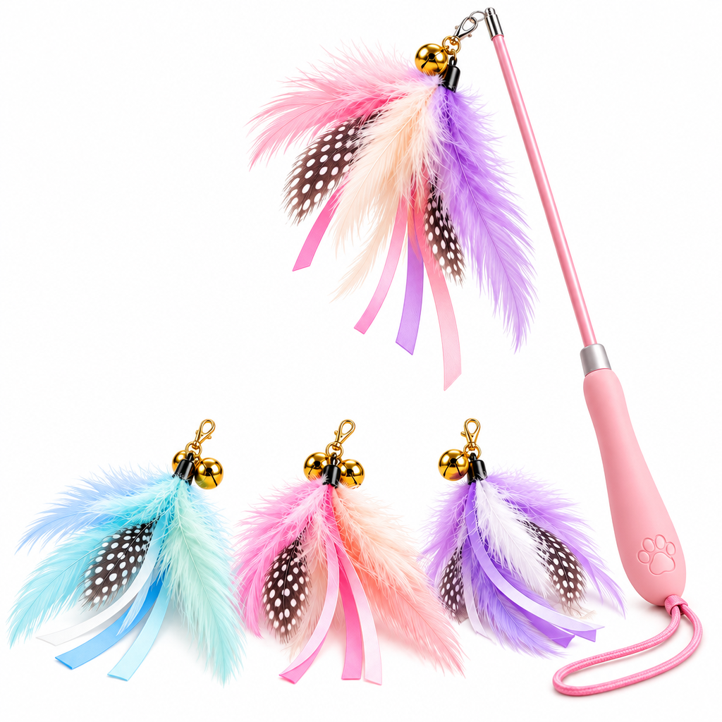 Merovellis™ Colorful Feather Cat Teaser Wand