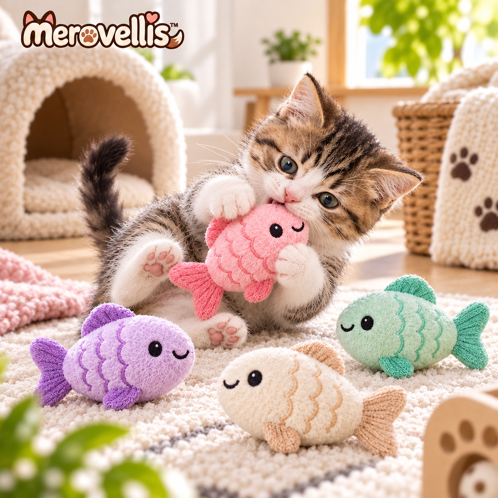 Merovellis™ Plush Fish Cat Toy Set
