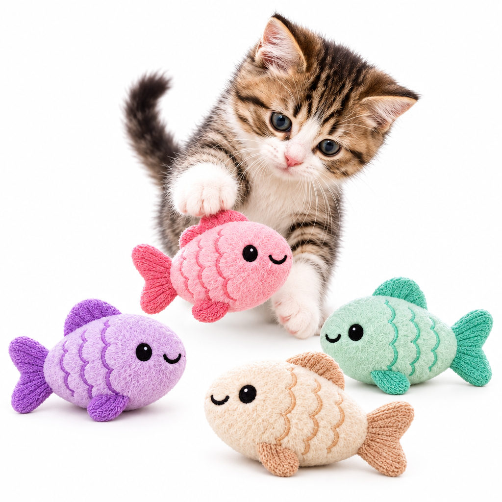 Merovellis™ Plush Fish Cat Toy Set