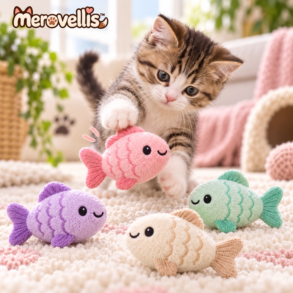Merovellis™ Plush Fish Cat Toy Set