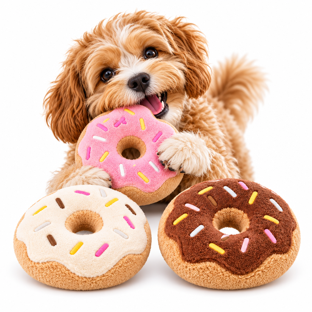 Merovellis™ Plush Donut Dog Toy Set