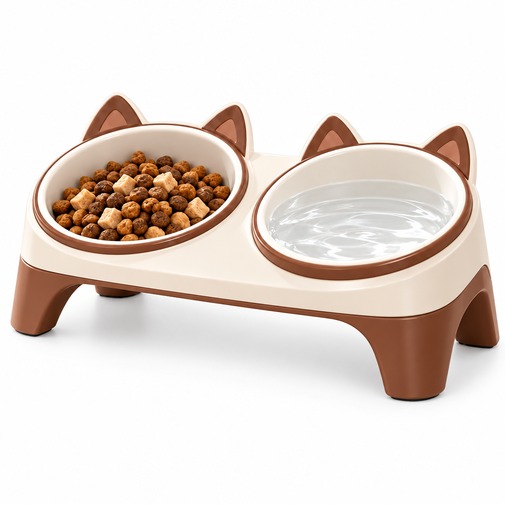 Merovellis™ Elevated Cat Double Bowl Stand