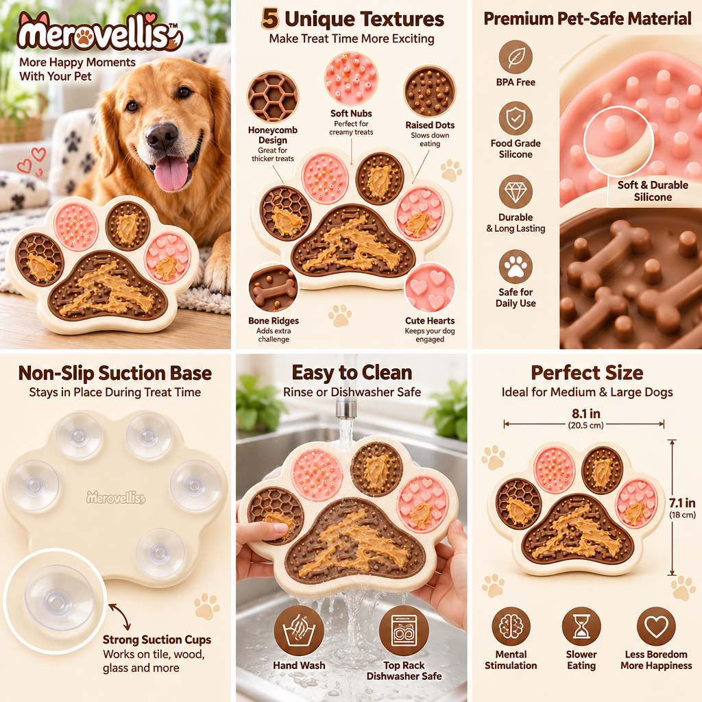 Merovellis™ Paw-Shaped Lick Mat