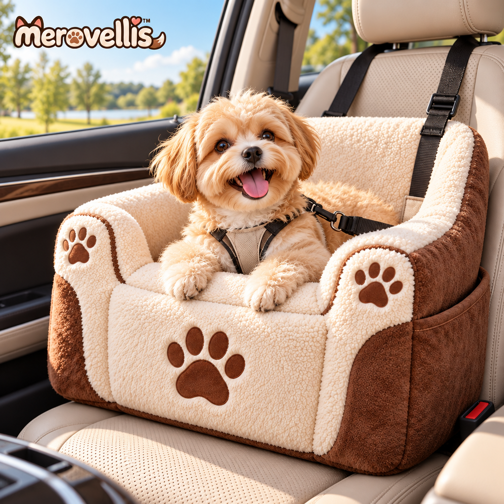 Merovellis™ Cozy Car Booster Seat for Small Dogs