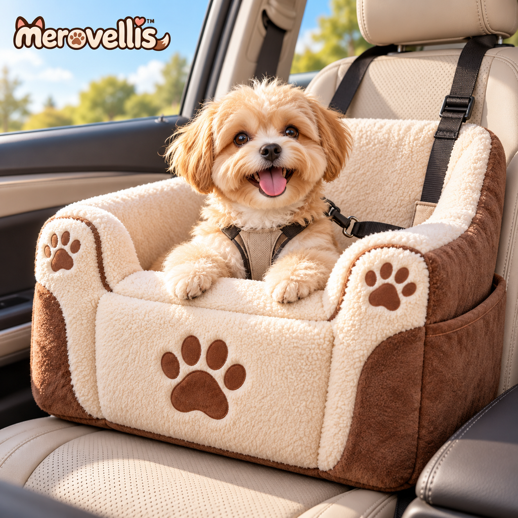 Merovellis™ Cozy Car Booster Seat for Small Dogs