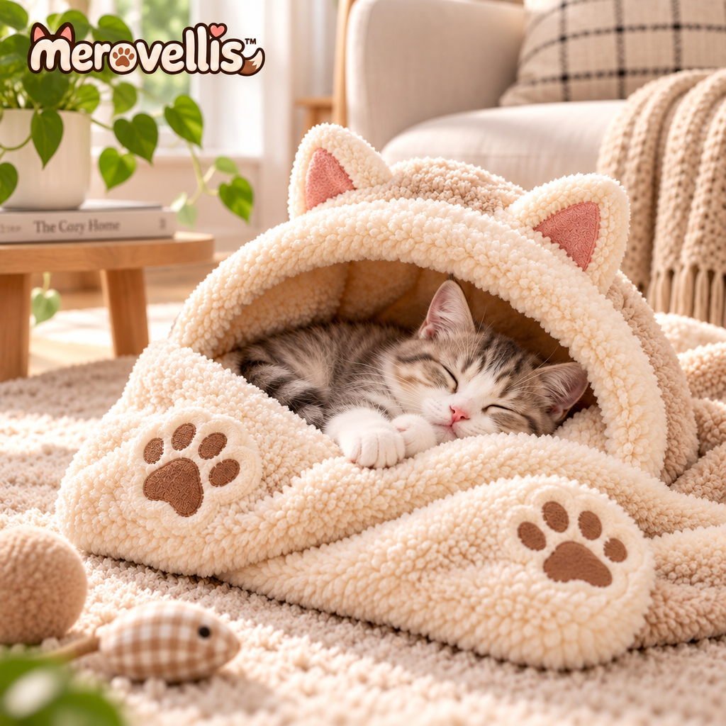 Merovellis™ Cozy Cat Cave Bed