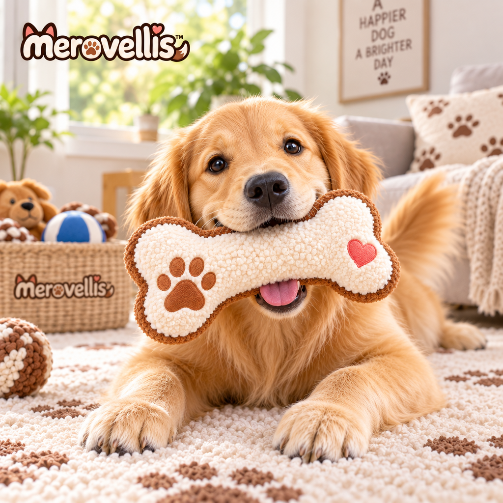 Merovellis™ Cozy Plush Bone Dog Toy