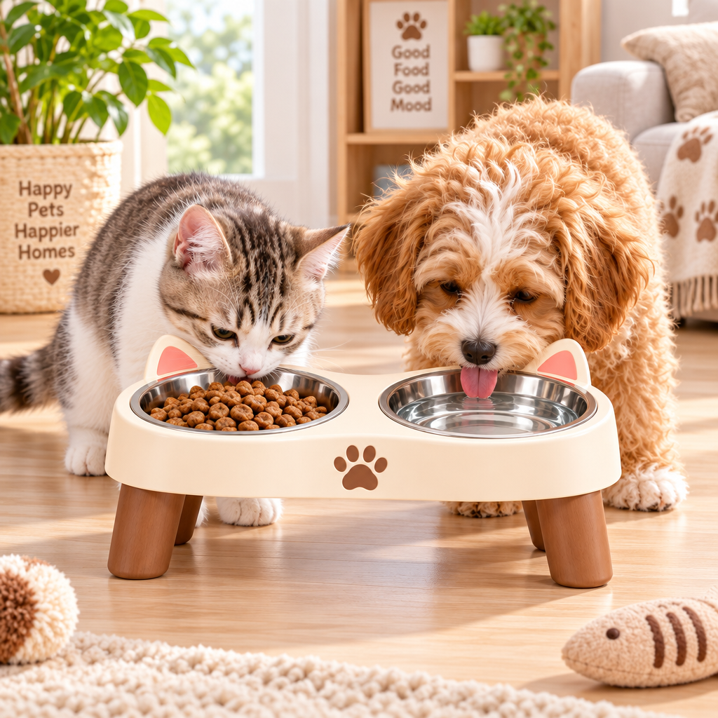 Merovellis™ Elevated Double Pet Bowl Stand