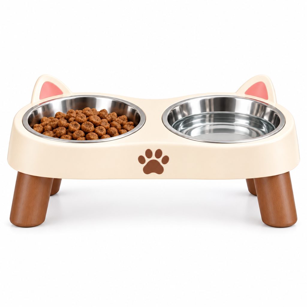Merovellis™ Elevated Double Pet Bowl Stand