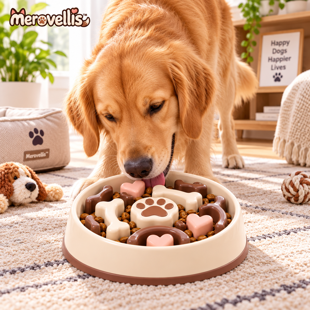 Merovellis™ Paw & Bone Slow Feeder Bowl