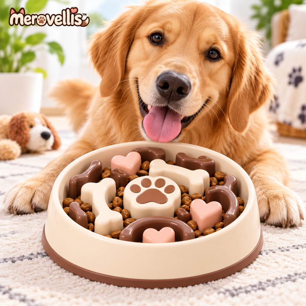 Merovellis™ Paw & Bone Slow Feeder Bowl