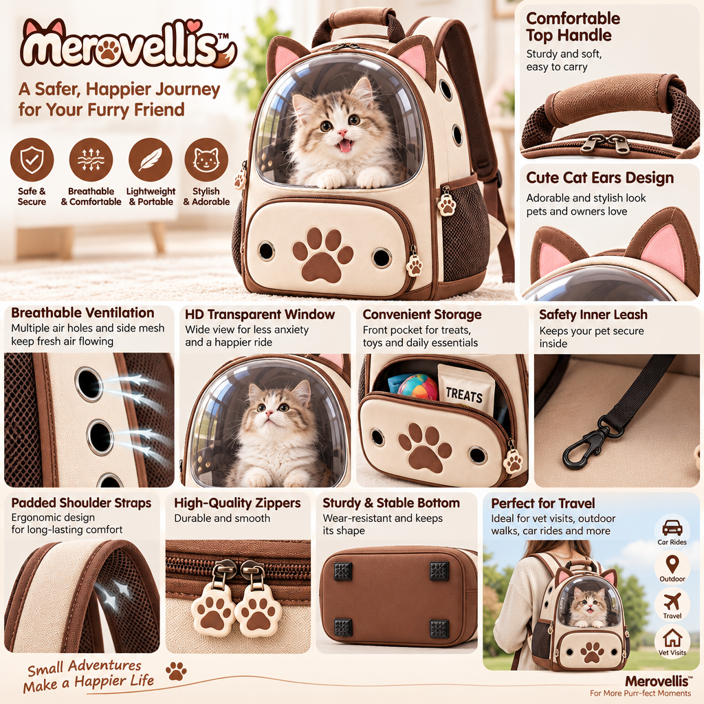 Merovellis™ Bubble Window Cat Carrier Backpack
