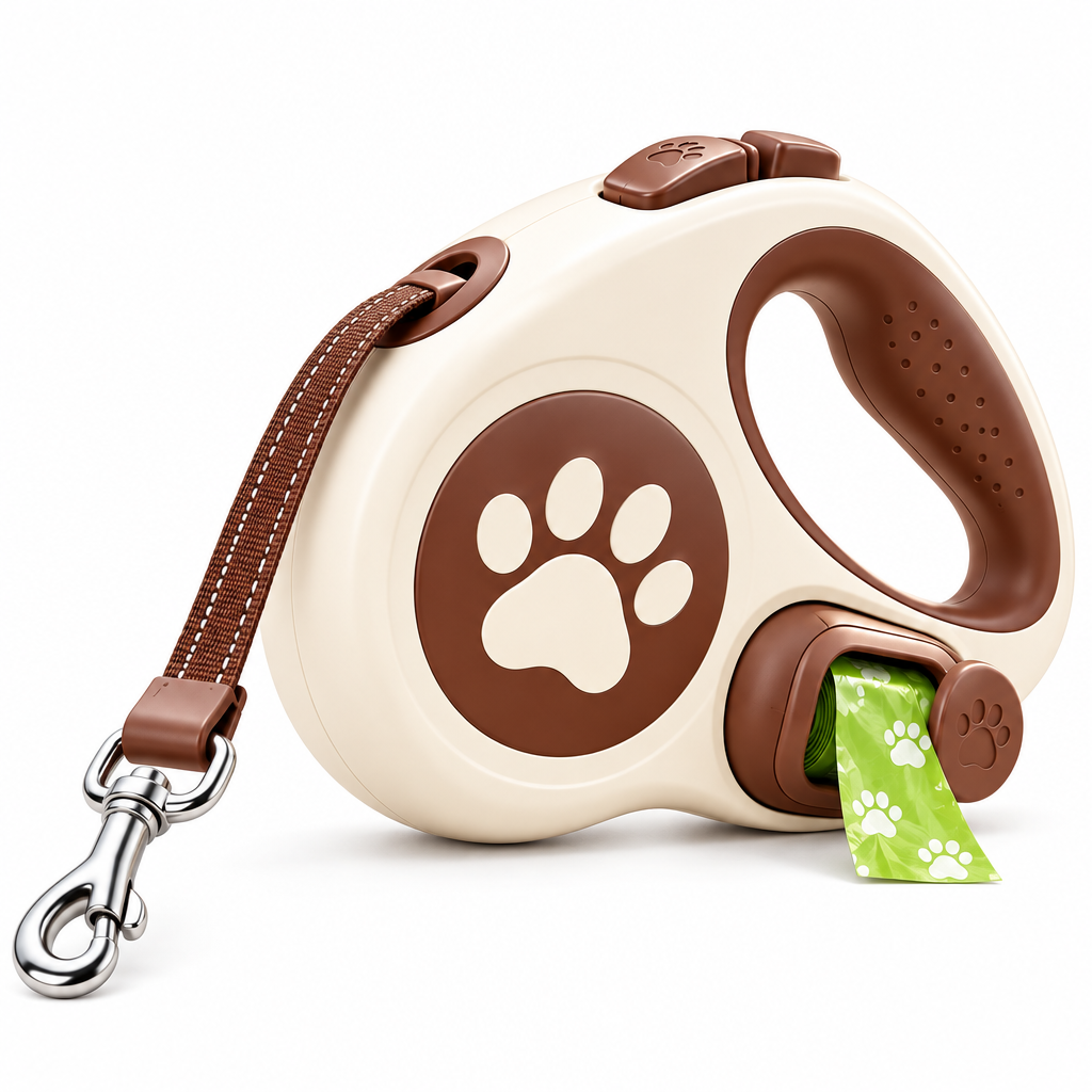 Merovellis™ Retractable Dog Leash with Waste Bag Holder