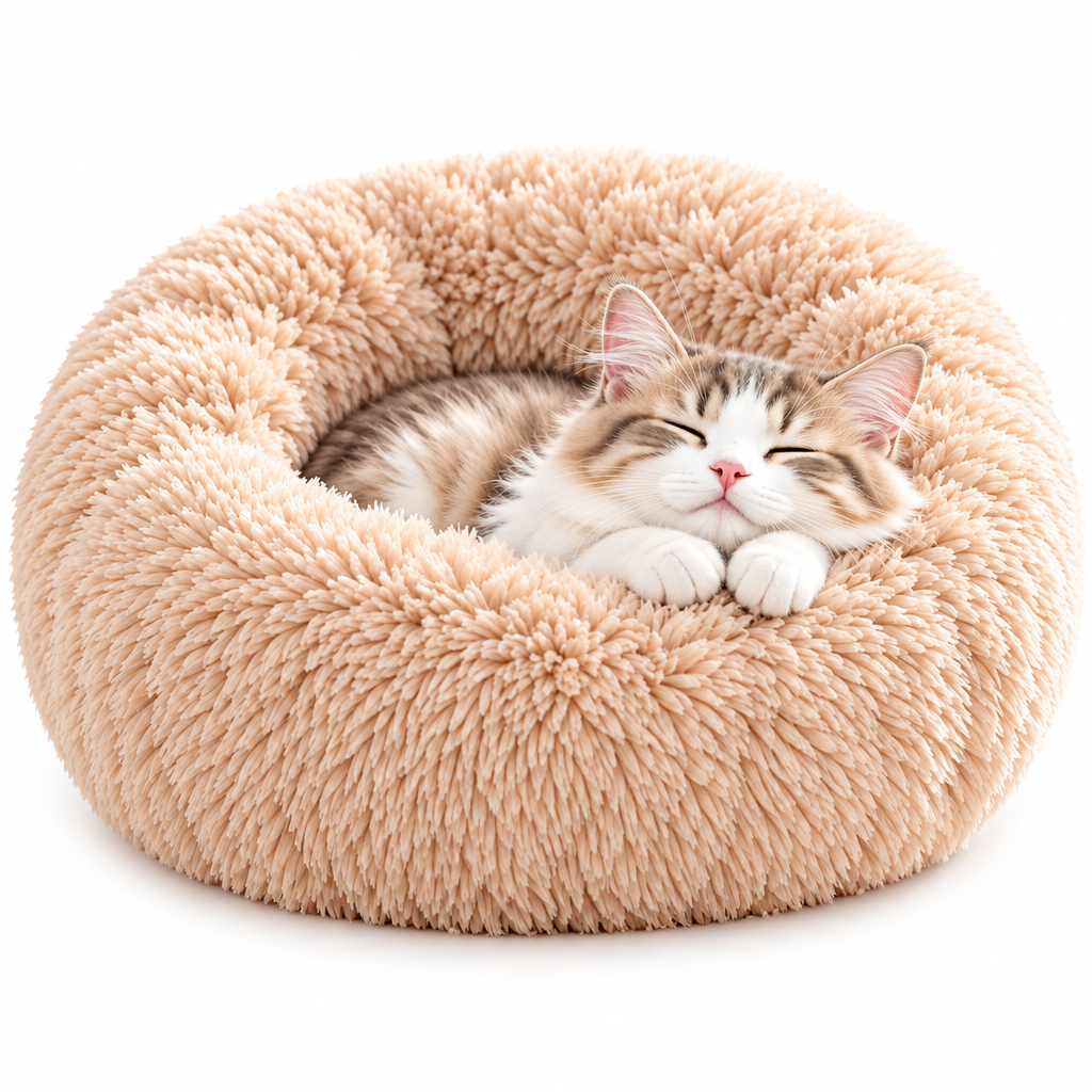 Merovellis™ Fluffy Donut Cat & Small Dog Bed
