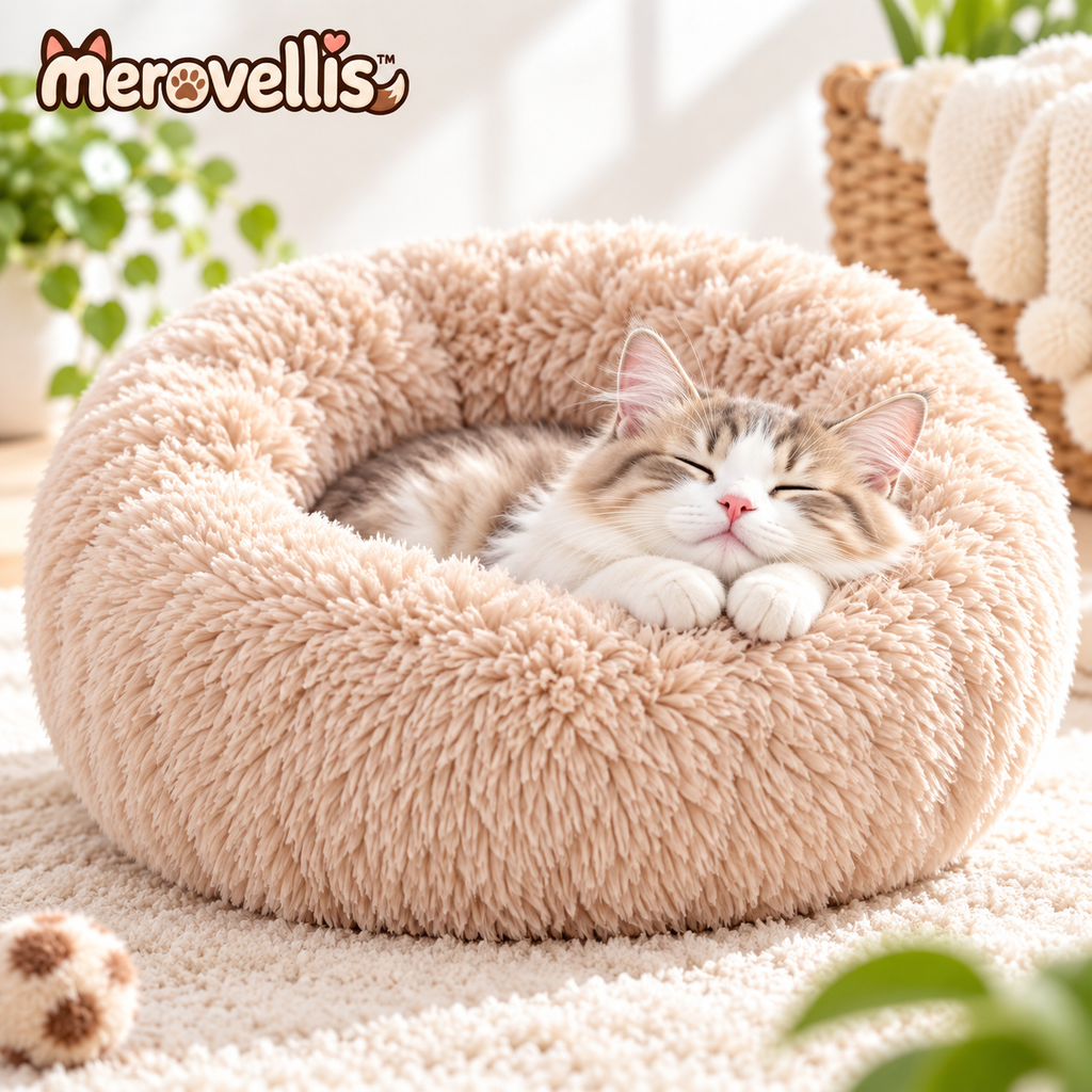 Merovellis™ Fluffy Donut Cat & Small Dog Bed